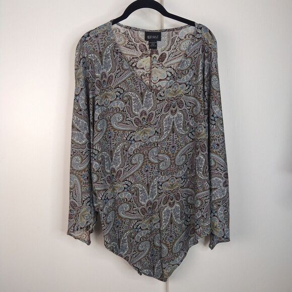 Lane Bryant Tops - Lane Bryant Paisley Poncho Top Plus Size 14/16 Brown Blue Fairy Core Stretch USA